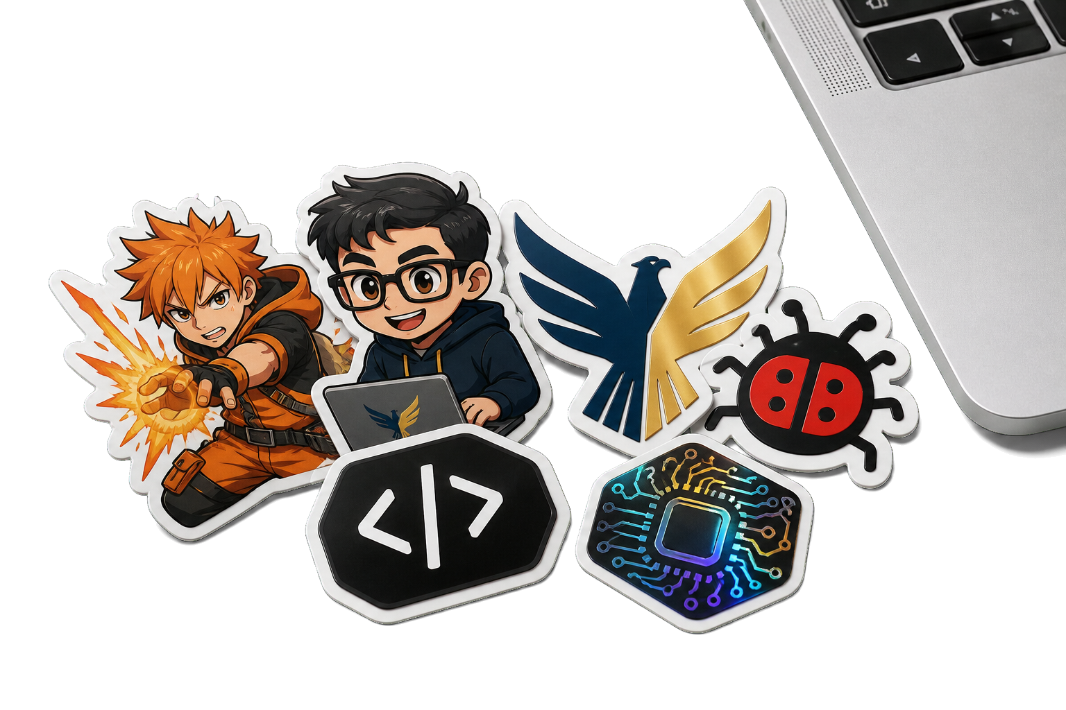 Custom Stickers: Anime Stickers, Tech & Coding Stickers, Laptop Stickers, Waterproof & Durable, Die-Cut Stickers
